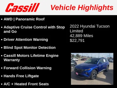 Another view of 2022 Hyundai Tucson Limited for sale in Cedar Rapids, IA at Cassill Motors