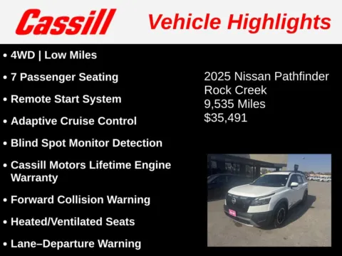 Another view of 2025 Nissan Pathfinder Rock Creek for sale in Cedar Rapids, IA at Cassill Motors