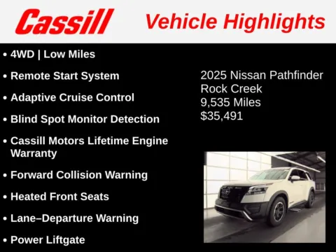 Another view of 2025 Nissan Pathfinder Rock Creek for sale in Cedar Rapids, IA at Cassill Motors