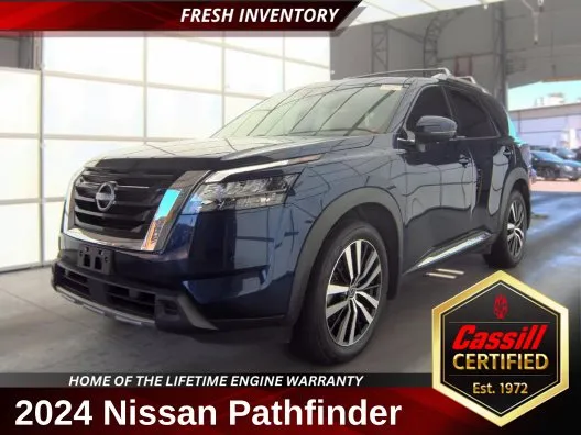 Blue 2024 Nissan Pathfinder Platinum for sale in Cedar Rapids, IA