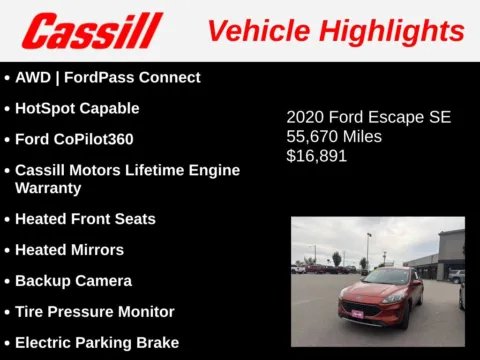 Another view of 2020 Ford Escape SE for sale in Cedar Rapids, IA at Cassill Motors