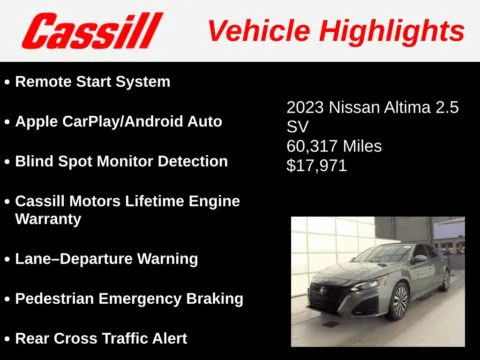 Another view of 2023 Nissan Altima 2.5 SV for sale in Cedar Rapids, IA at Cassill Motors