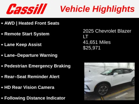Another view of 2025 Chevrolet Blazer LT for sale in Cedar Rapids, IA at Cassill Motors