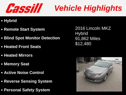 Another view of 2016 Lincoln MKZ Hybrid for sale in Cedar Rapids, IA at Cassill Motors