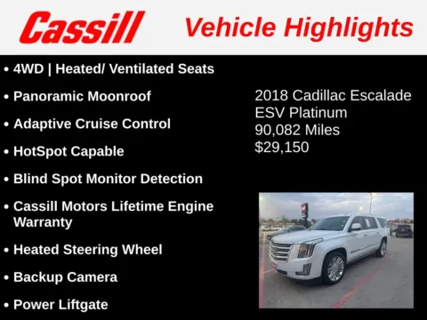 Another view of 2018 Cadillac Escalade ESV Platinum Edition for sale in Cedar Rapids, IA at Cassill Motors