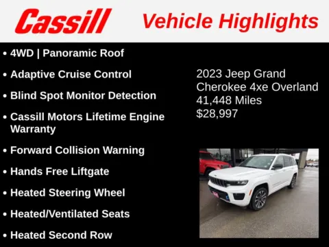 Another view of 2023 Jeep Grand Cherokee Overland 4xe for sale in Cedar Rapids, IA at Cassill Motors