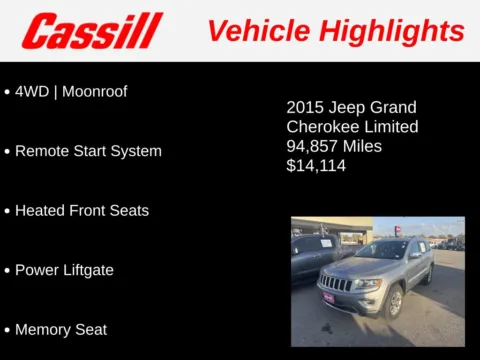 Another view of 2015 Jeep Grand Cherokee Limited for sale in Cedar Rapids, IA at Cassill Motors