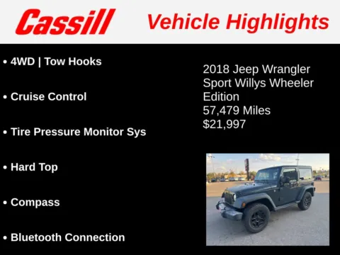 Another view of 2018 Jeep Wrangler JK Willys Wheeler for sale in Cedar Rapids, IA at Cassill Motors