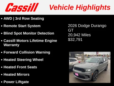 Another view of 2026 Dodge Durango GT for sale in Cedar Rapids, IA at Cassill Motors