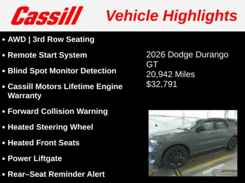 Another view of 2026 Dodge Durango GT for sale in Cedar Rapids, IA at Cassill Motors