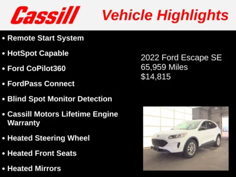 Another view of 2022 Ford Escape SE for sale in Cedar Rapids, IA at Cassill Motors