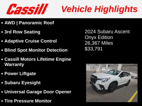 Another view of 2024 Subaru Ascent Onyx Edition for sale in Cedar Rapids, IA at Cassill Motors