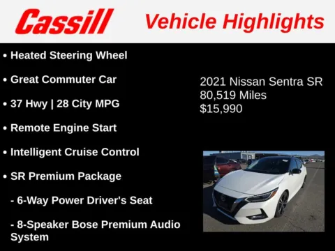 Another view of 2021 Nissan Sentra SR for sale in Cedar Rapids, IA at Cassill Motors