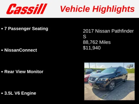 Another view of 2017 Nissan Pathfinder S for sale in Cedar Rapids, IA at Cassill Motors