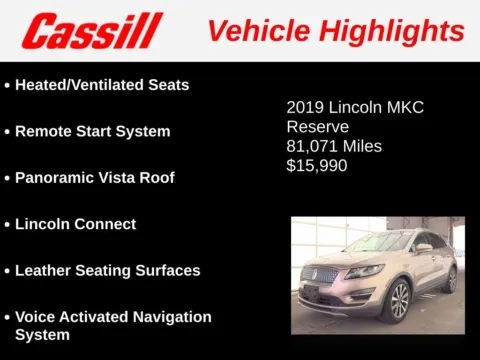 Another view of 2019 Lincoln MKC Reserve for sale in Cedar Rapids, IA at Cassill Motors