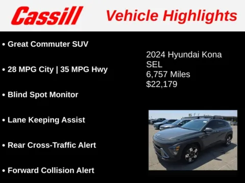 Another view of 2024 Hyundai Kona SEL for sale in Cedar Rapids, IA at Cassill Motors