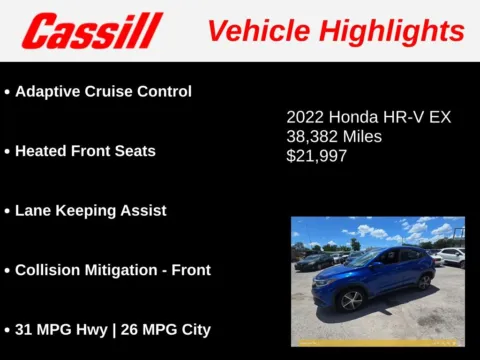 Another view of 2022 Honda HR-V EX for sale in Cedar Rapids, IA at Cassill Motors