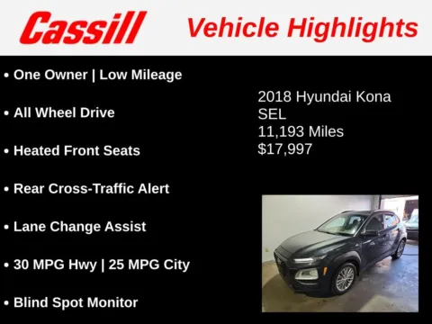 Another view of 2018 Hyundai Kona SEL for sale in Cedar Rapids, IA at Cassill Motors