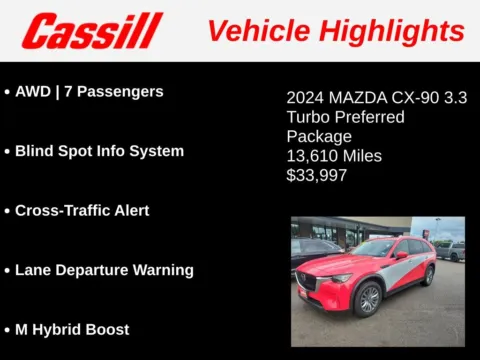 Another view of 2024 Mazda CX-90 3.3 Turbo Preferred for sale in Cedar Rapids, IA at Cassill Motors