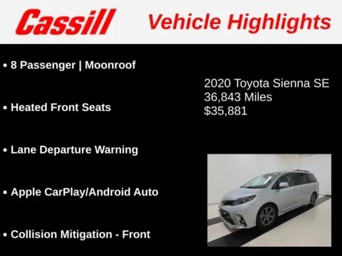 Another view of 2020 Toyota Sienna SE for sale in Cedar Rapids, IA at Cassill Motors