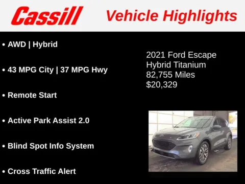Another view of 2021 Ford Escape Hybrid Titanium for sale in Cedar Rapids, IA at Cassill Motors