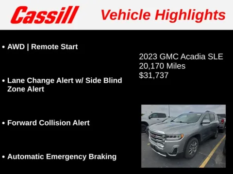 Another view of 2023 GMC Acadia SLE for sale in Cedar Rapids, IA at Cassill Motors