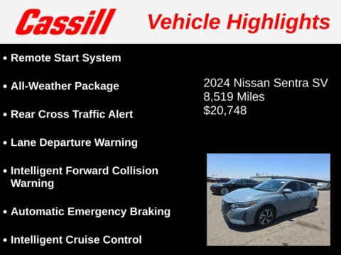 Another view of 2024 Nissan Sentra SV for sale in Cedar Rapids, IA at Cassill Motors
