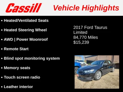 Another view of 2017 Ford Taurus Limited for sale in Cedar Rapids, IA at Cassill Motors
