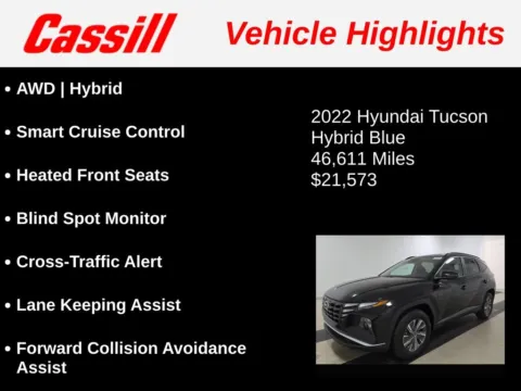 Another view of 2022 Hyundai Tucson Hybrid Blue for sale in Cedar Rapids, IA at Cassill Motors