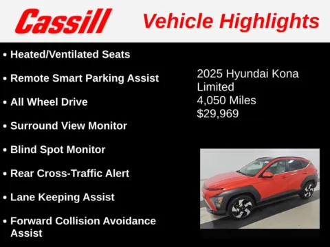 Another view of 2025 Hyundai Kona Limited for sale in Cedar Rapids, IA at Cassill Motors