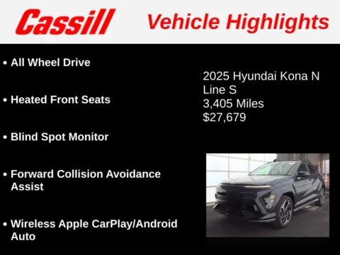 Another view of 2025 Hyundai Kona N Line for sale in Cedar Rapids, IA at Cassill Motors