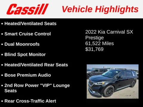 Another view of 2022 Kia Carnival SX Prestige for sale in Cedar Rapids, IA at Cassill Motors