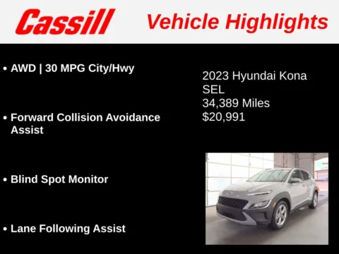 Another view of 2023 Hyundai Kona SEL for sale in Cedar Rapids, IA at Cassill Motors
