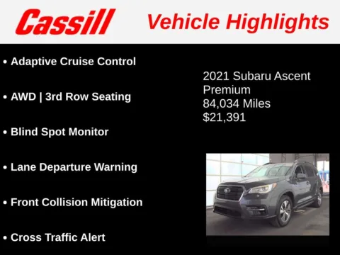 Another view of 2021 Subaru Ascent Premium for sale in Cedar Rapids, IA at Cassill Motors