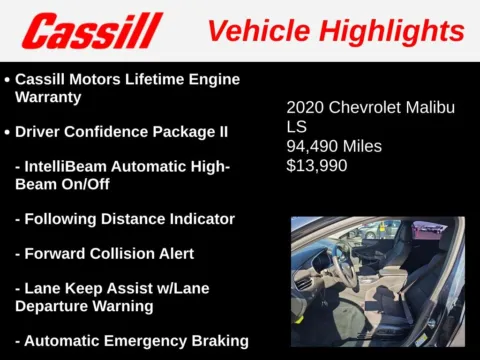 Another view of 2020 Chevrolet Malibu LS for sale in Cedar Rapids, IA at Cassill Motors
