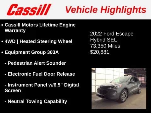 Another view of 2022 Ford Escape Hybrid SEL for sale in Cedar Rapids, IA at Cassill Motors