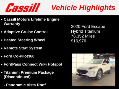 Another view of 2020 Ford Escape Titanium Hybrid for sale in Cedar Rapids, IA at Cassill Motors