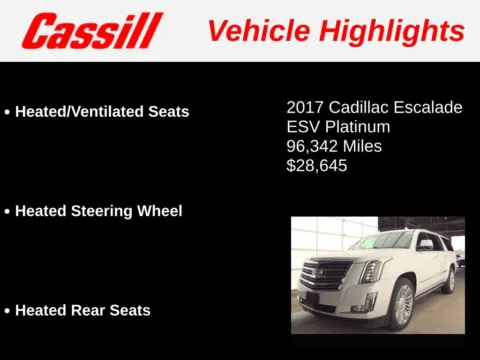 Another view of 2017 Cadillac Escalade ESV Platinum Edition for sale in Cedar Rapids, IA at Cassill Motors