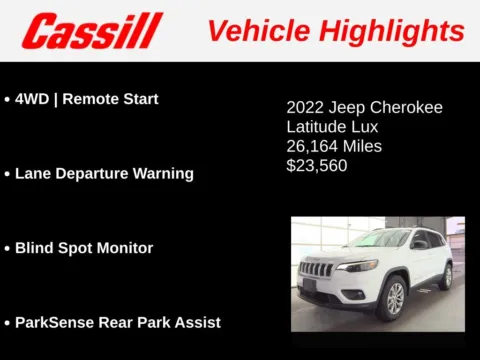Another view of 2022 Jeep Cherokee Latitude Lux for sale in Cedar Rapids, IA at Cassill Motors