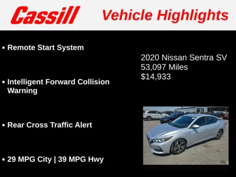 Another view of 2020 Nissan Sentra SV for sale in Cedar Rapids, IA at Cassill Motors
