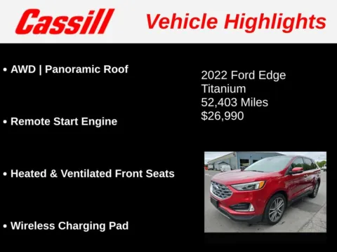 Another view of 2022 Ford Edge Titanium for sale in Cedar Rapids, IA at Cassill Motors