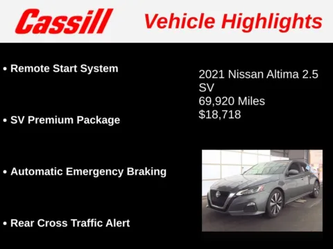 Another view of 2021 Nissan Altima 2.5 SV for sale in Cedar Rapids, IA at Cassill Motors
