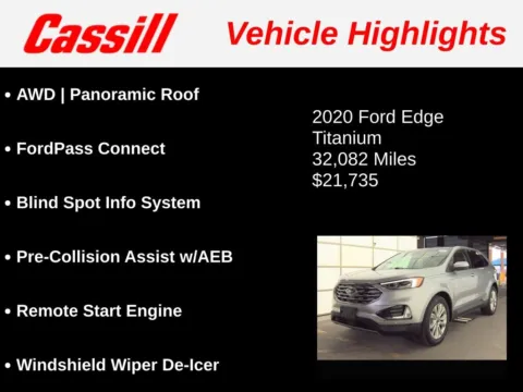 Another view of 2020 Ford Edge Titanium for sale in Cedar Rapids, IA at Cassill Motors