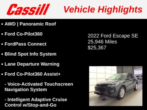 Another view of 2022 Ford Escape SE for sale in Cedar Rapids, IA at Cassill Motors