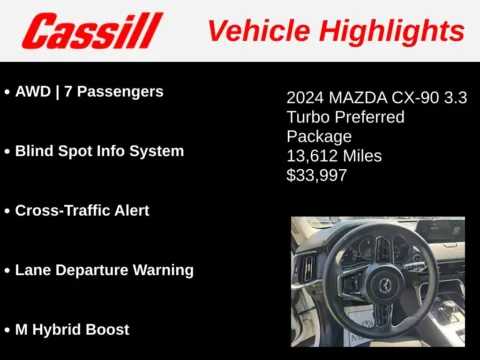 Another view of 2024 Mazda CX-90 3.3 Turbo Preferred for sale in Cedar Rapids, IA at Cassill Motors