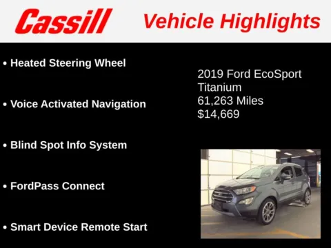 Another view of 2019 Ford EcoSport Titanium for sale in Cedar Rapids, IA at Cassill Motors