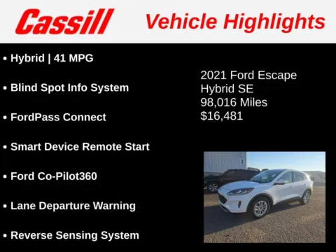 Another view of 2021 Ford Escape Hybrid SE for sale in Cedar Rapids, IA at Cassill Motors