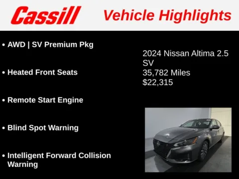 Another view of 2024 Nissan Altima 2.5 SV for sale in Cedar Rapids, IA at Cassill Motors