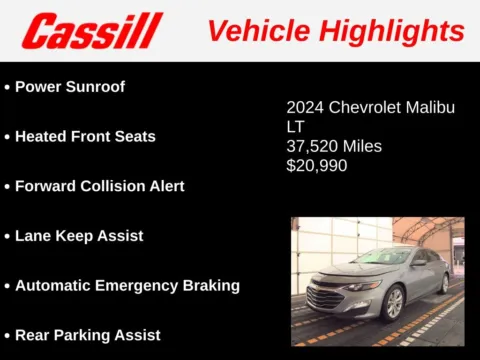 Another view of 2024 Chevrolet Malibu LT for sale in Cedar Rapids, IA at Cassill Motors