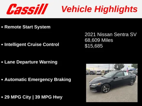 Another view of 2021 Nissan Sentra SV for sale in Cedar Rapids, IA at Cassill Motors